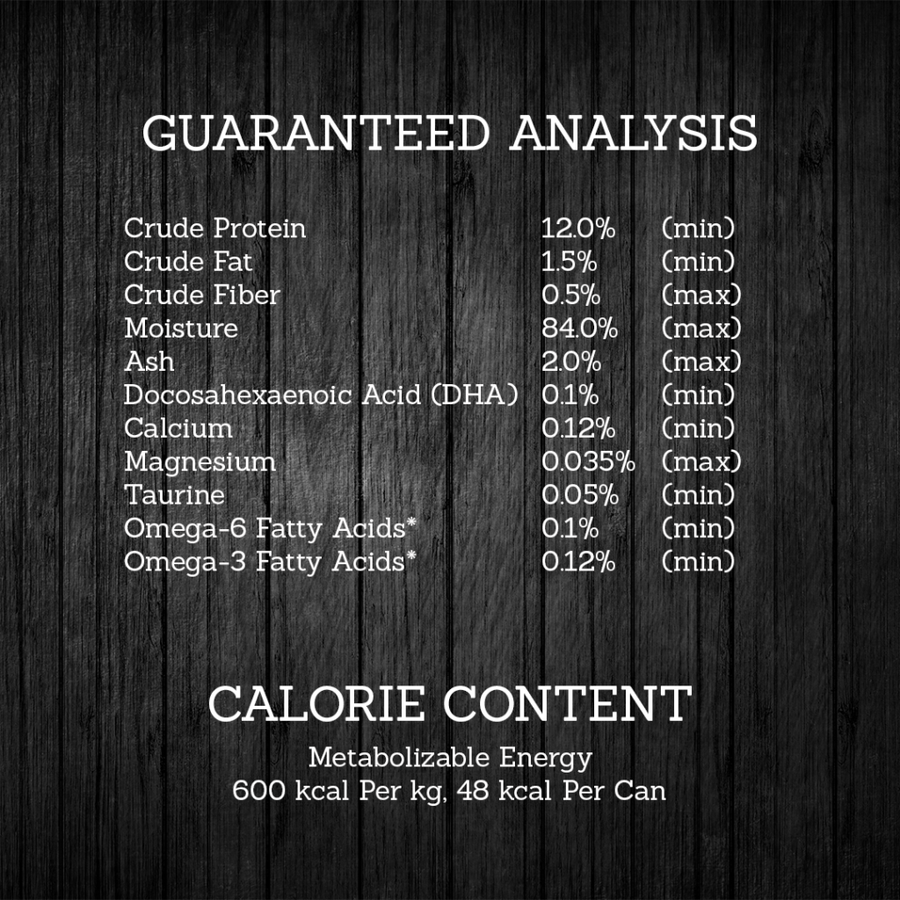 Guaranteed Analysis for Fussie Cat Premium Tuna with Chicken Formula in Aspic.