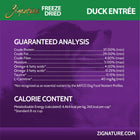 Guaranteed Analysis for Zignature Freeze Dried Duck Entree Dog Food. 