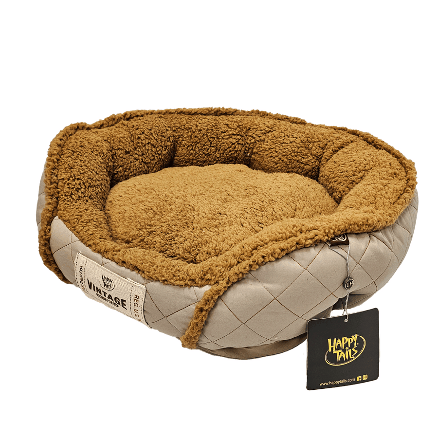 Side Profile of Happy Tails Microsuede Gusset Cuddler Dog Bed, 24" x 20"