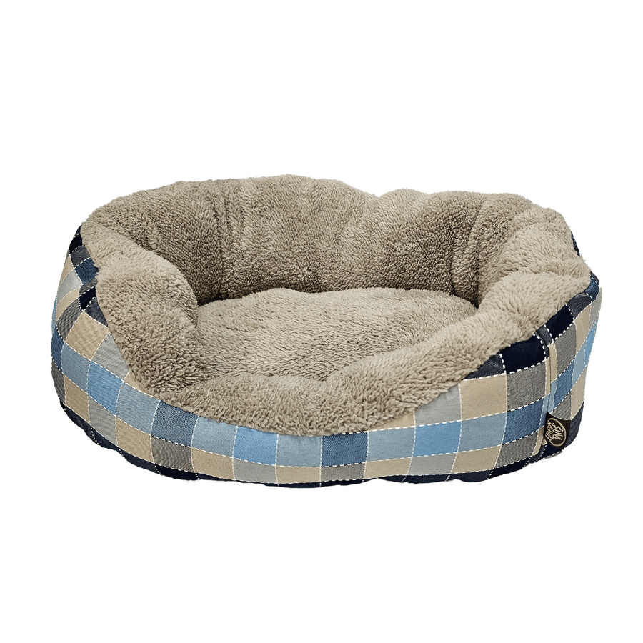 Happy Tails Donut Cuddler Dog Bed, 21" x 17" inches plaid