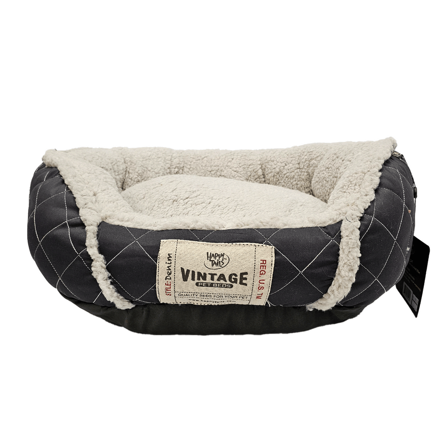 Happy Tails Microsuede Gusset Cuddler Dog Bed, 24" x 20" in Gray Color
