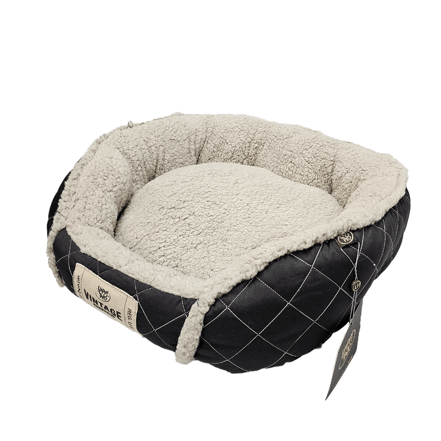 Top Side View of Happy Tails Microsuede Gusset Cuddler Dog Bed, 24" x 20" in Gray Color