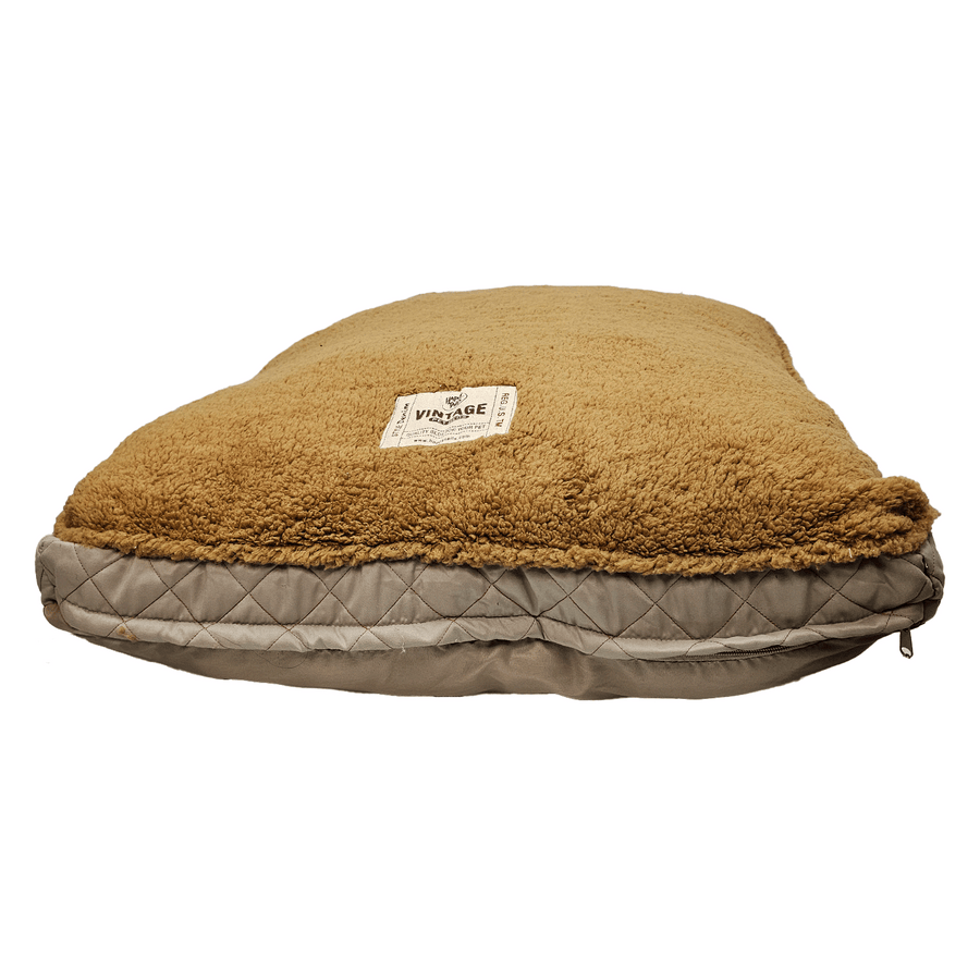 Side View of Happy Tails Microsuede Gusset Dog Bed, 40" x 30" Tan