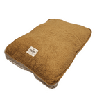 Top Side View of Happy Tails Microsuede Gusset Dog Bed, 40" x 30" in Tan 