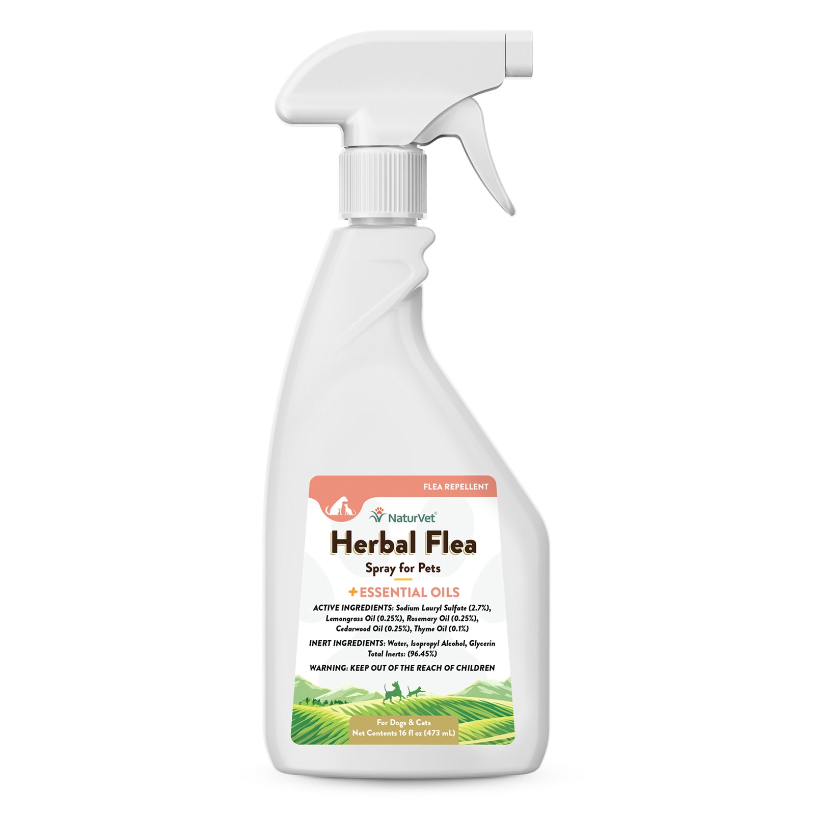 NaturVet Herbal Flea Spray with Essential Oils for Dogs and Cats 16oz