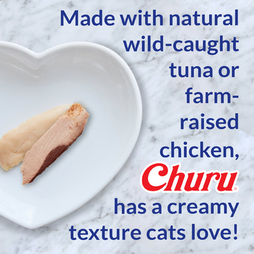 Inaba Churu Tuna Variety 50 Pack Cat Treats are made with natural wild-caught tuna or farm-raised chicken and has a creamy texture cats love.