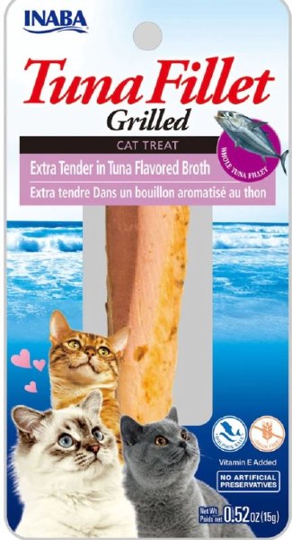 Inaba Tuna Fillet in Broth Extra Tender Cat Treat 15g Front Packaging