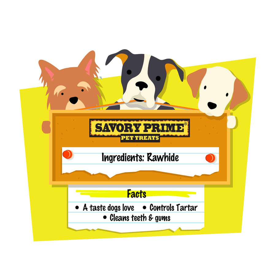 Savory Prime Rawhide Knotted Bones Dog Treat