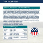 Natural Balance Health Protection Chicken, Brown Rice & Pumpkin Dry Dog Food Ingredients.