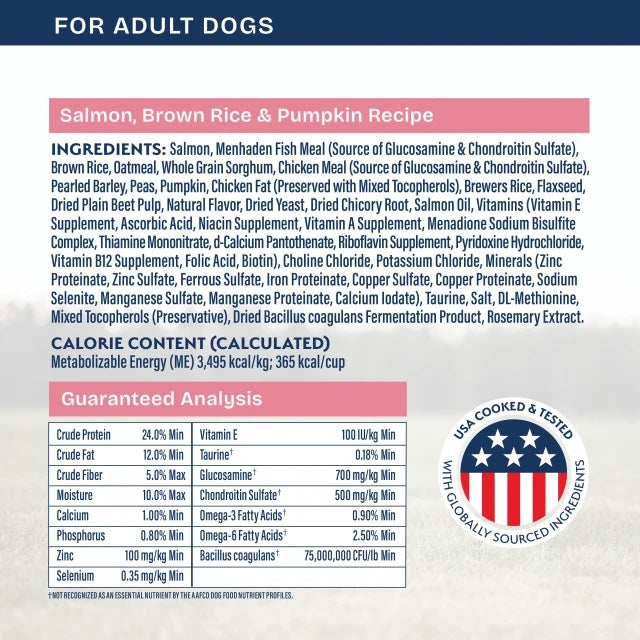Natural Balance Health Protection Salmon, Brown Rice & Pumpkin Dry Dog Food Ingredients.