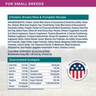 Natural Balance Health Protection Small Breed Chicken, Brown Rice & Pumpkin Dry Dog Food Ingredients.