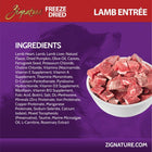 Ingredients for Zignature Freeze Dried Lamb Entree Dog Food. 