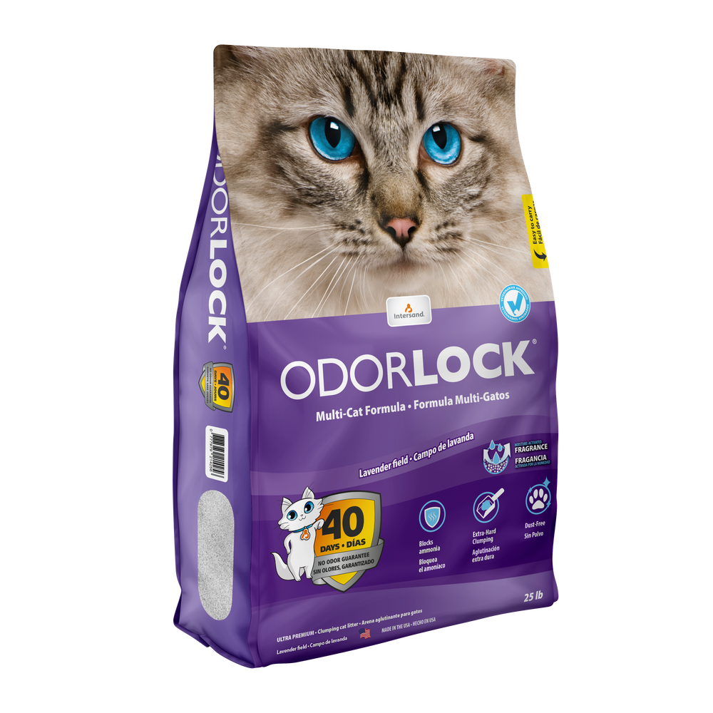 Intersand OdorLock Ultra Premium Lavender Scented Multicat Cat Litter Formula 25lb Front Bag