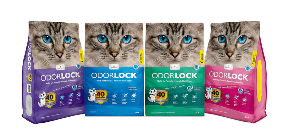 Intersand OdorLock Ultra Premium Lavender Scented Multicat Cat Litter Formula Packaging Family Bag 25lb