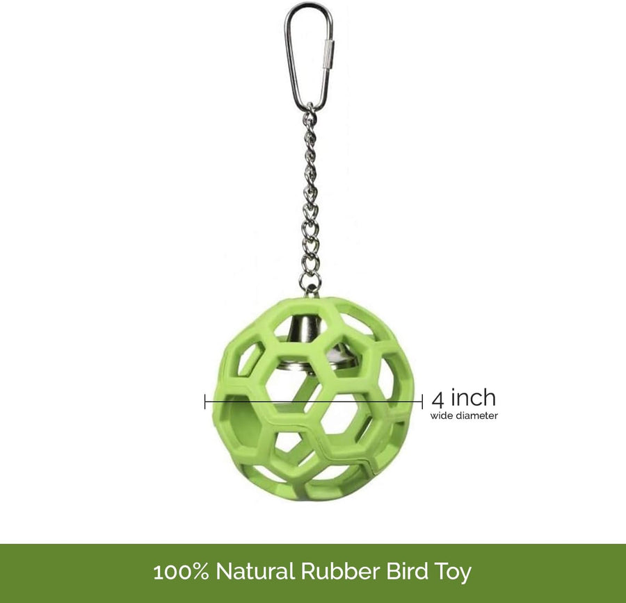 4 inch wide diameter size of JW Pet Activitoy Holee Roller Bird Toy Green