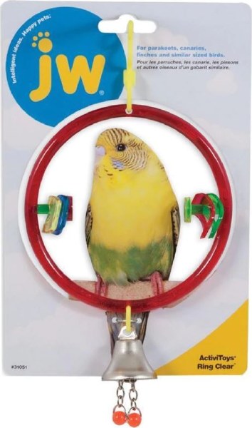 Front packaging of JW Pet Activitoy Ring Clear Bird Toy