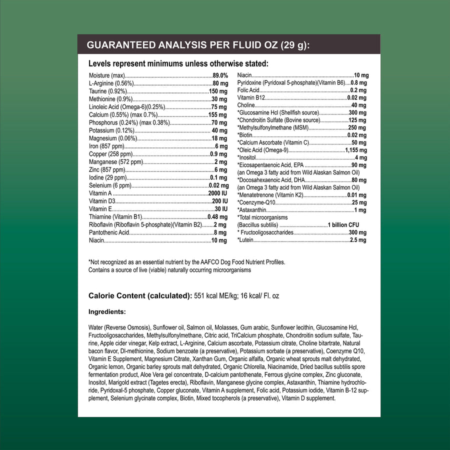 Guaranteed Analysis for K9 Complete Supplements.