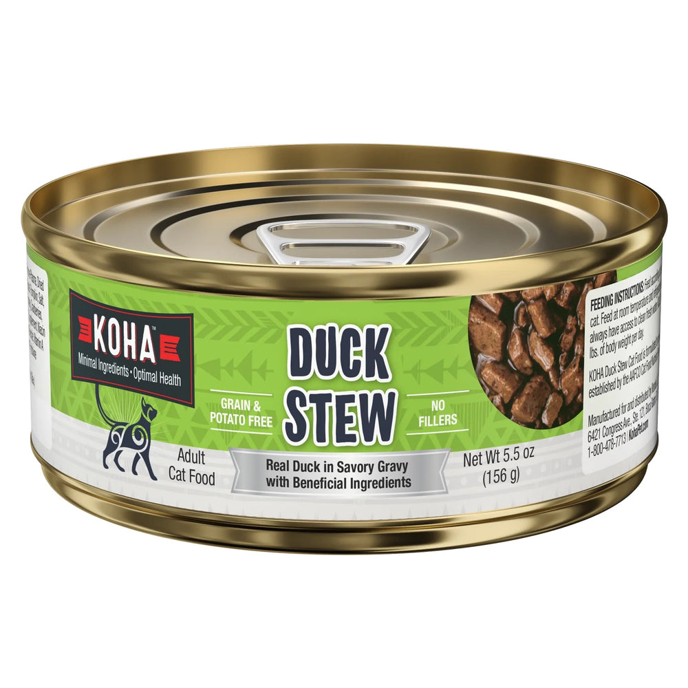 KOHA Grain & Potato Free Duck Stew Canned Cat Food front of can.