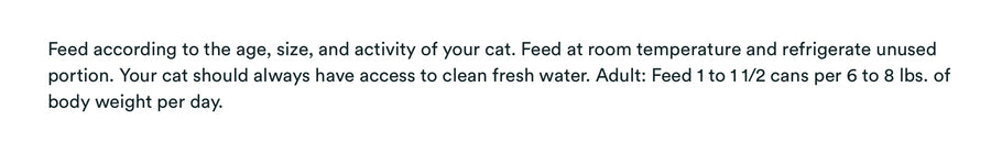 Feeding Guidelines for KOHA Grain & Potato Free Duck Stew Canned Cat Food.