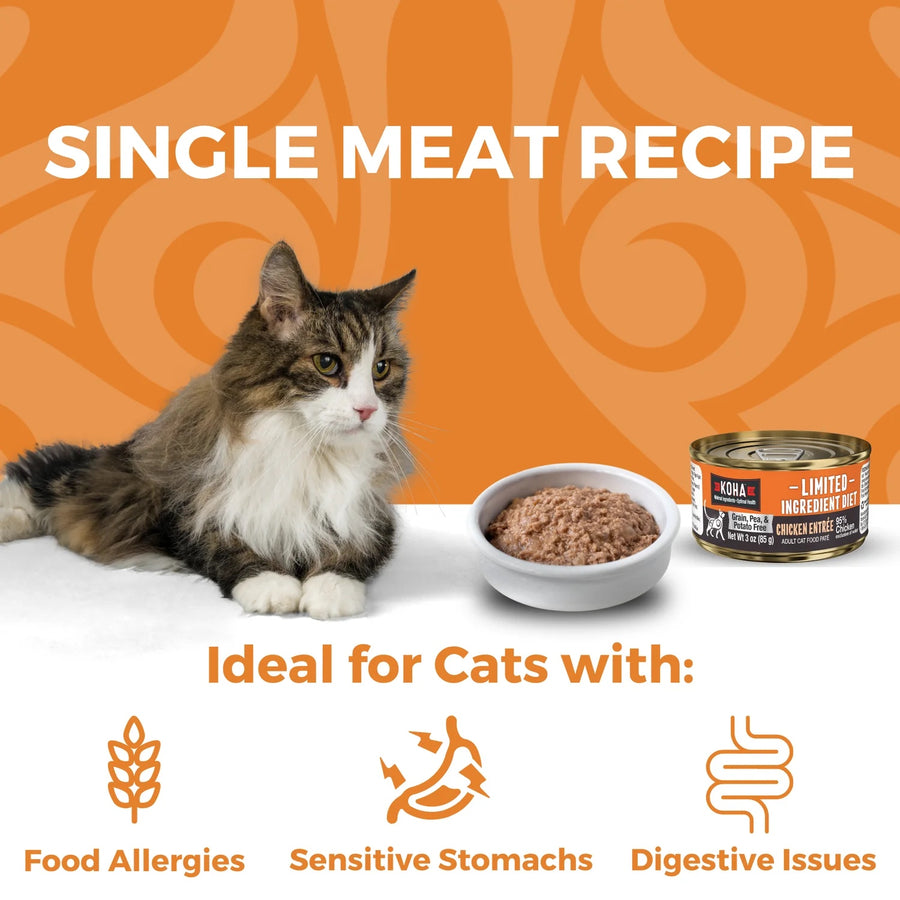 Single Meat Recipe- Ideal for Cats with:
* Food Allergies
* Sensitive Stomachs
* Digestive Issues