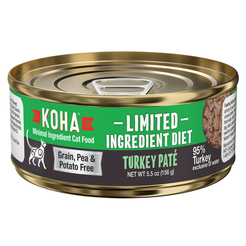 KOHA Grain & Potato Free Limited Ingredient Diet Turkey Pate Canned Cat Food front of can.