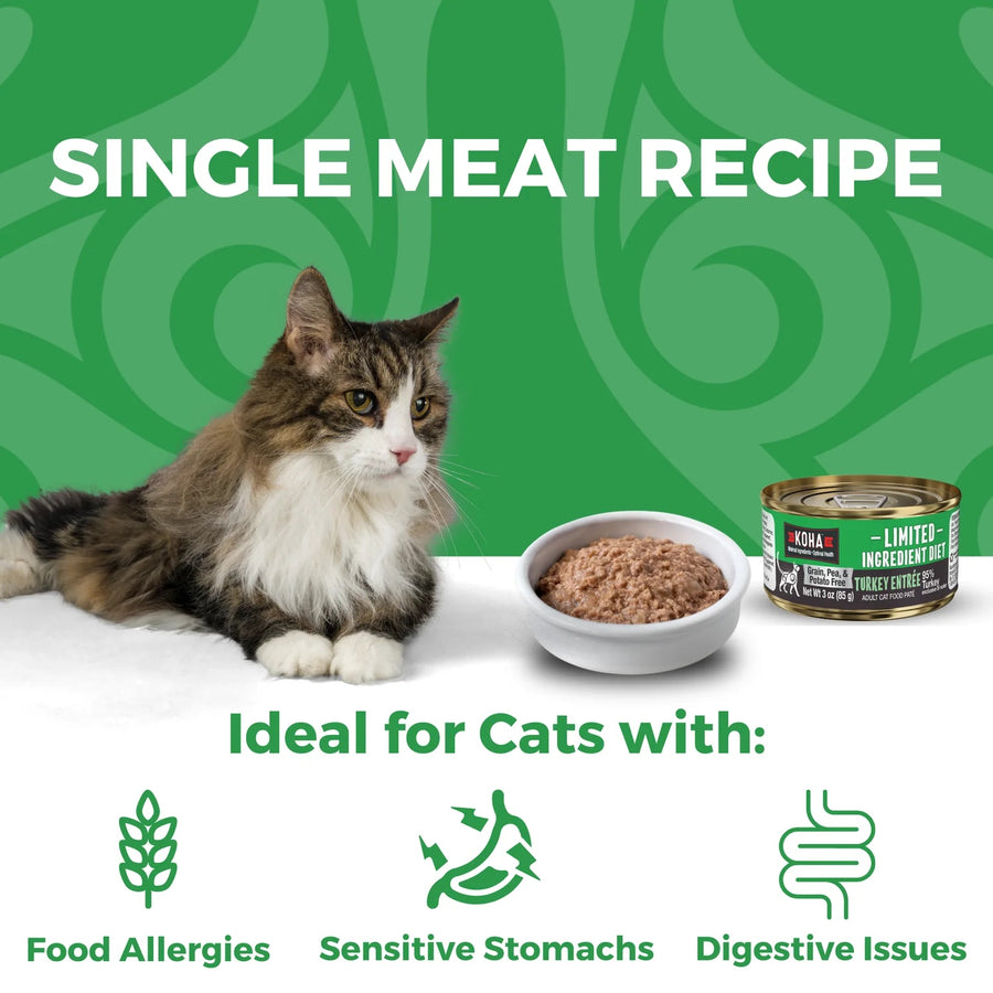 Sngle Meat Recipe- Ideal for Cats with:
* Food Allergies
* Sensitive Stomachs
* Digestive Issues