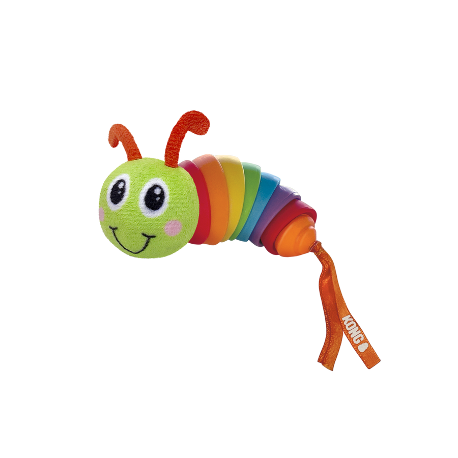 Front view of KONG Bat-A-Bout Clackz Caterpillar Cat Toy