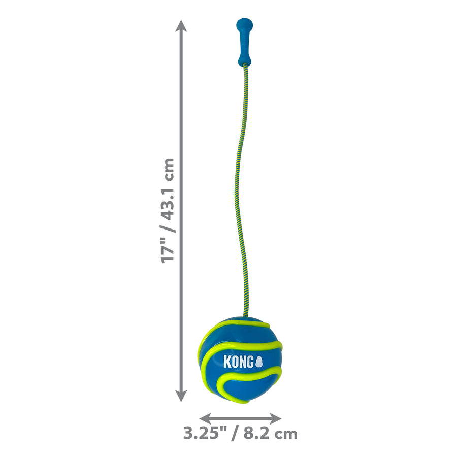 3.25 x 17 inches size of KONG Bunji High-Viz Ball Dog Toy