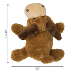 KONG Cozie Marvin the Moose plush dog toy, measuring 14.25 inches in height and 12 inches in width. The toy is brown with a beige snout, dark brown antlers, and a soft, fuzzy texture.