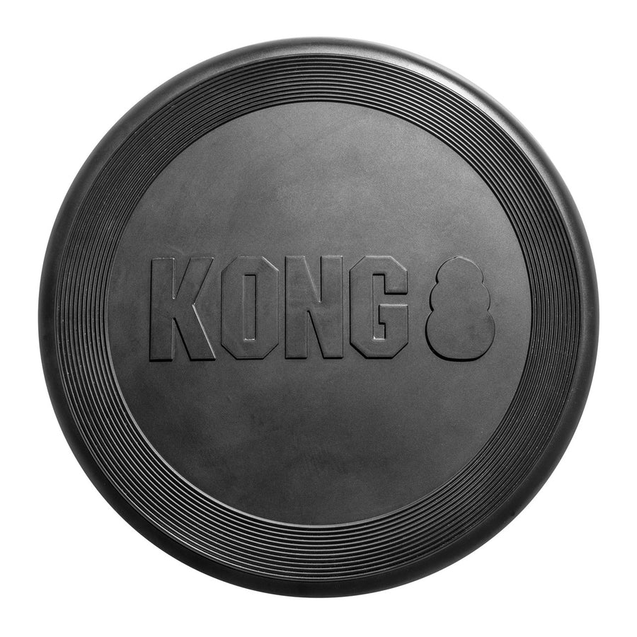 Black KONG dog toy on a white background