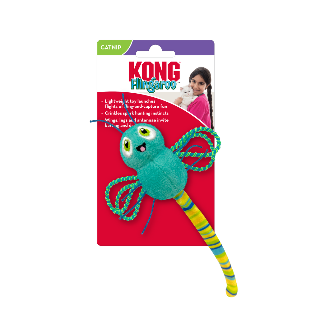 Front packaging of KONG Flingeroo Dragonfly Cat Toy