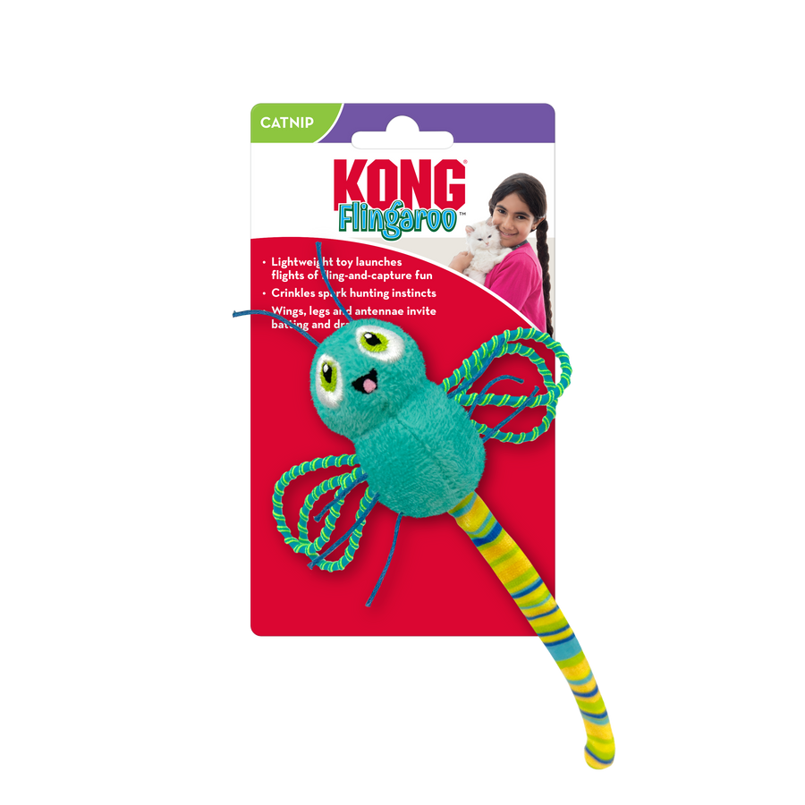 Front packaging of KONG Flingeroo Dragonfly Cat Toy