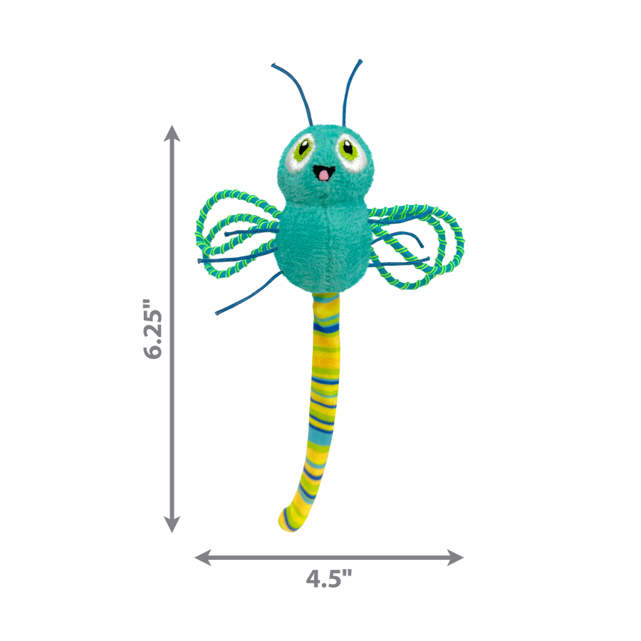 KONG Flingeroo Dragonfly Cat Toy is 6.25 x 4.5 inches in size