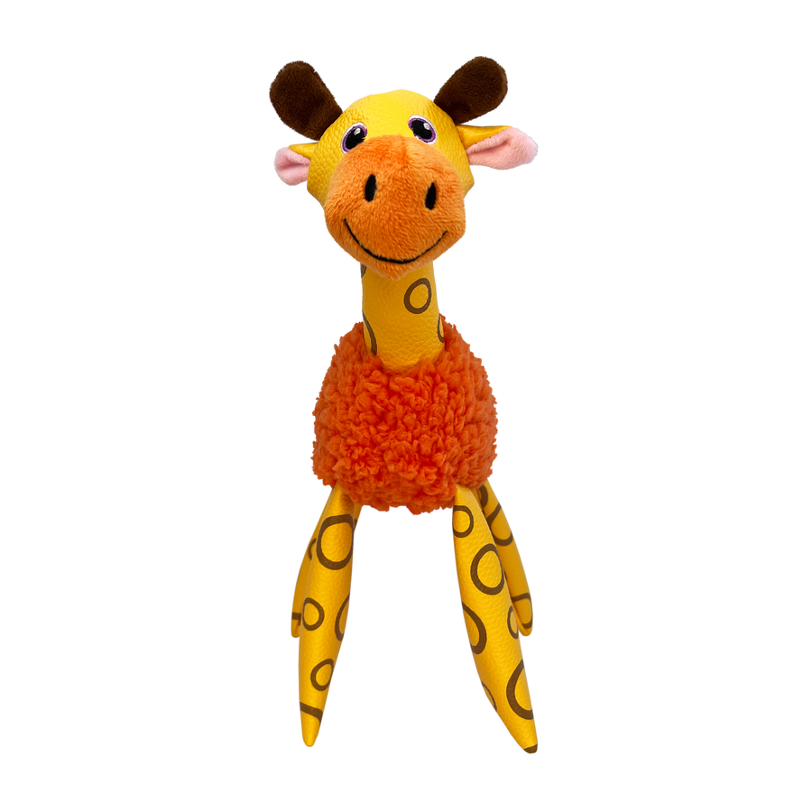 KONG Floofs Shakers Giraffe Dog Toy Orange Body