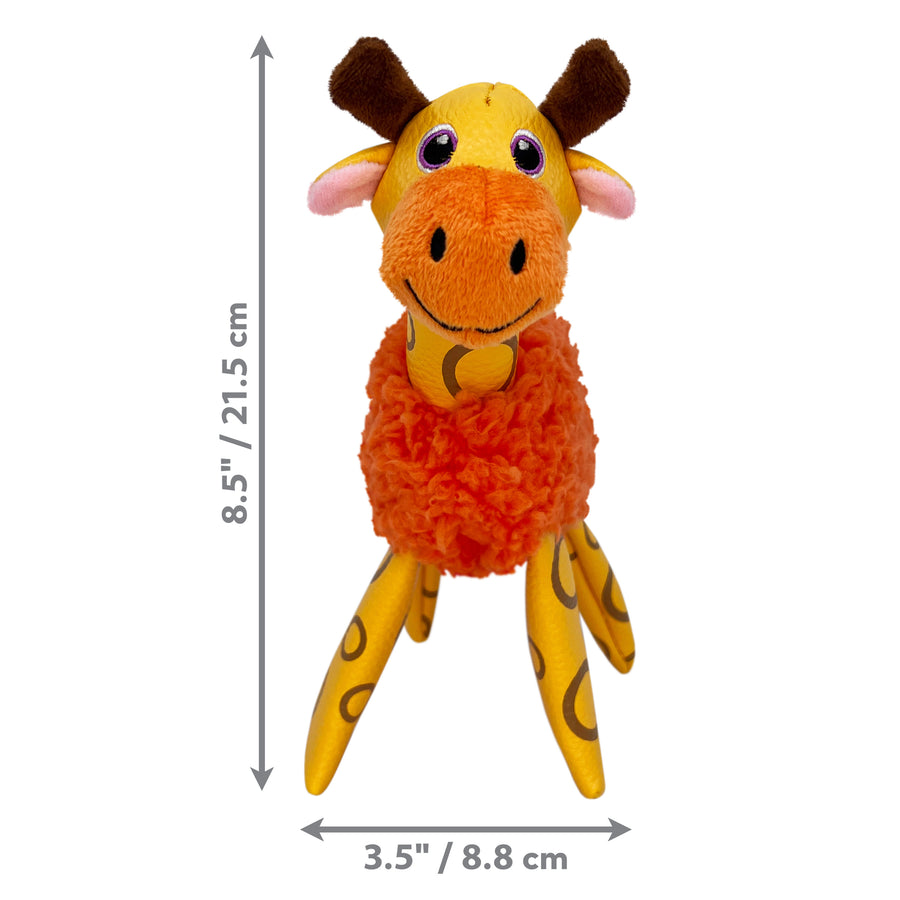 3.5 x 8.5 inches size of KONG Floofs Shakers Giraffe Dog Toy