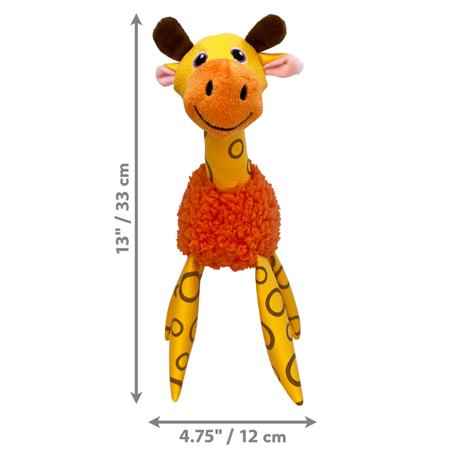 4.75 x 13 inches of KONG Floofs Shakers Giraffe Dog Toy