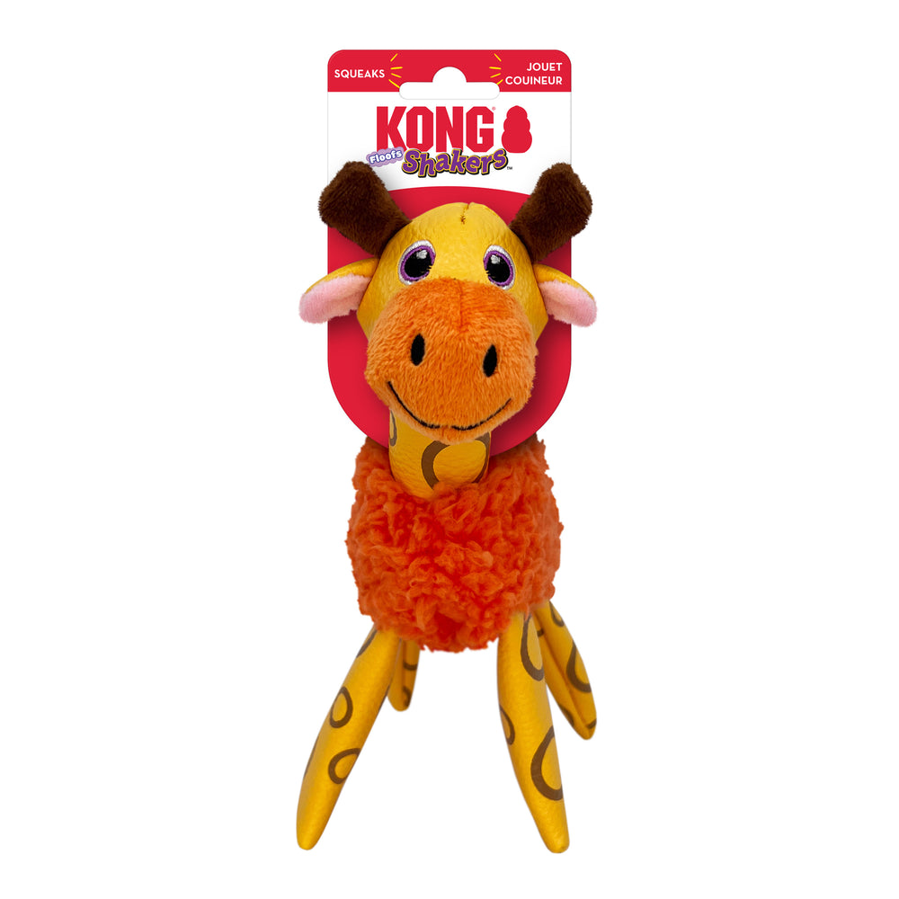Front Packaging of KONG Floofs Shakers Giraffe Dog Toy