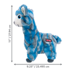 9.25 x 11 inches size of KONG Low Stuff Stripes Llama Plush Dog Toy Blue