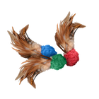 KONG Naturals Crinkle Ball with Feathers Cat Toy Blue, Red and Green