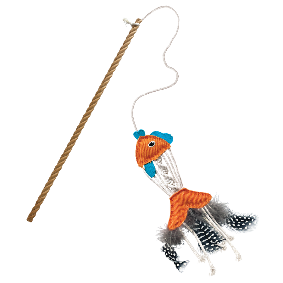 KONG Naturals Fish Teaser Cat Toy Orange with Blue Accent
