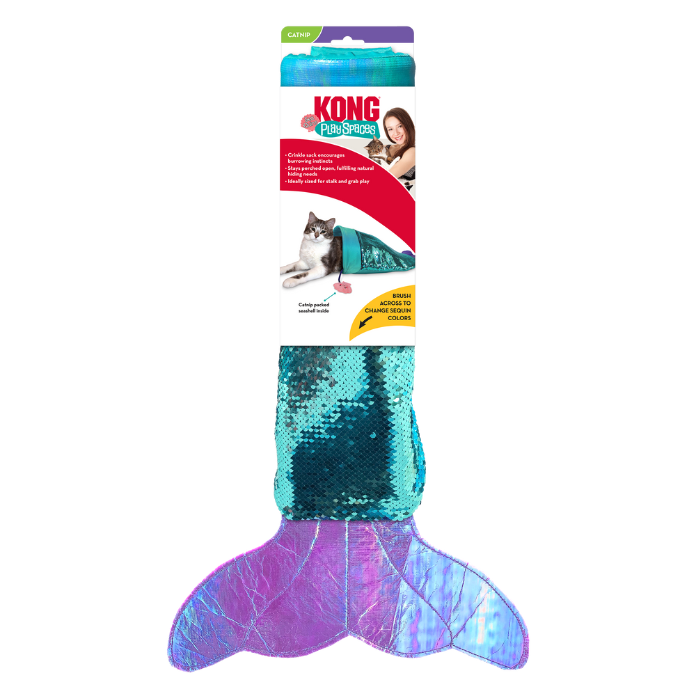 Front packaging of KONG Play Spaces SeaQuins Sack Cat Toy
