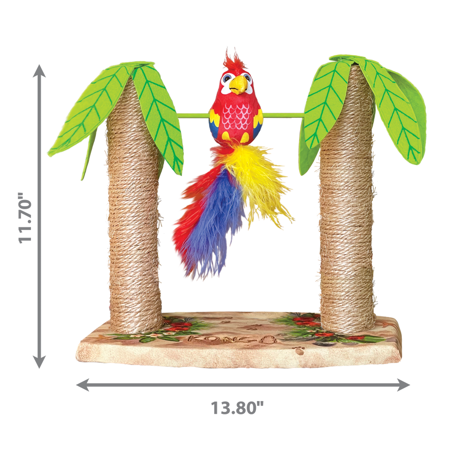 11.70 inches tall by 13.80 inches width size of KONG Play Spaces Tiki Twirl Cat Scratcher