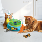 2 Cats playing KONG Playground Garden Cat Toy Orange & Yellow Feathers