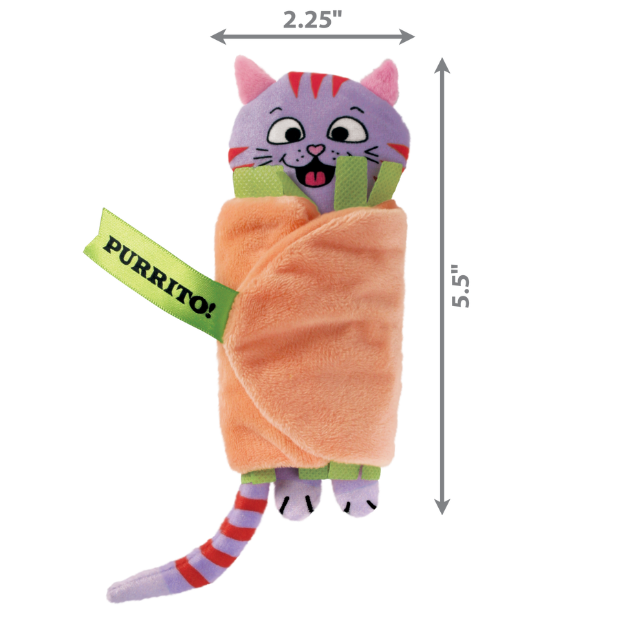 5.5 x 2.25 inches size of KONG Pull-A-Partz Purrito Cat Toys