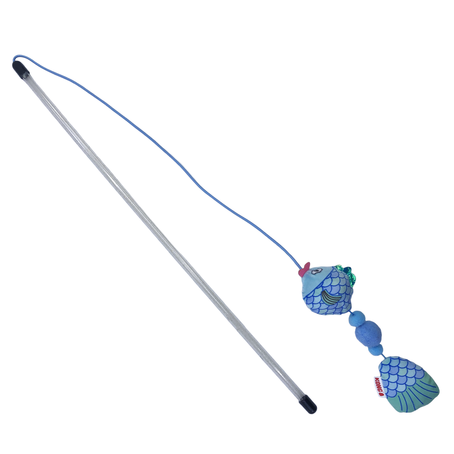 KONG Scrattles Fish Teaser Cat Toy Blue