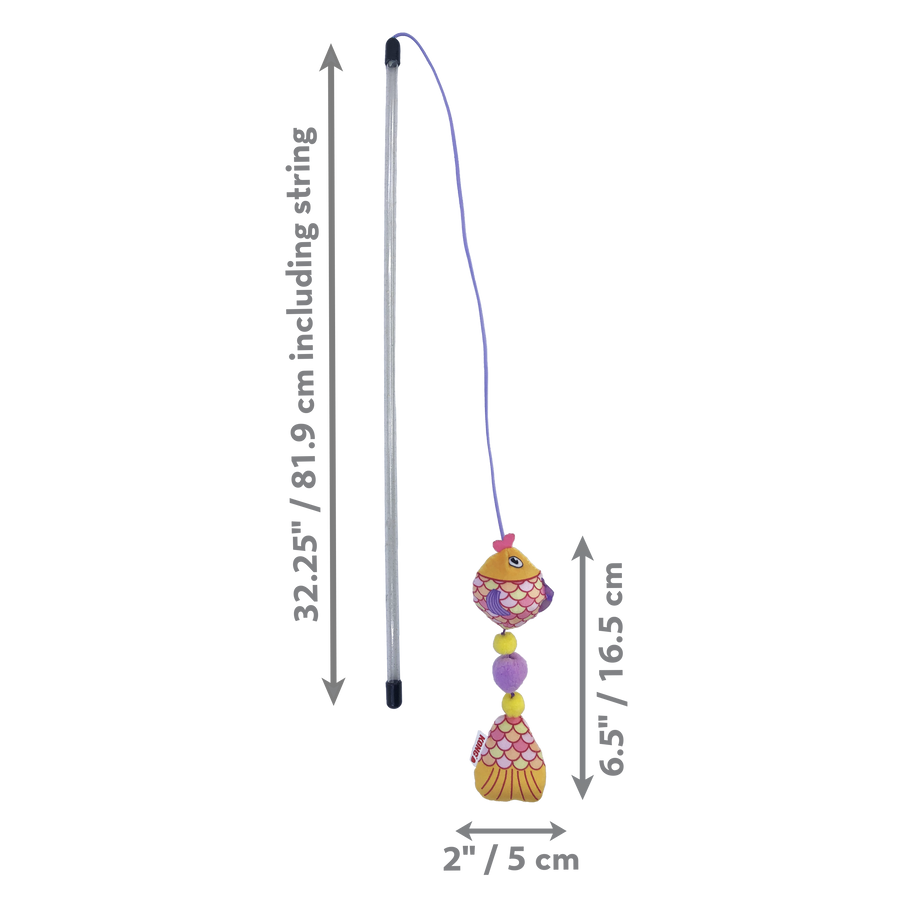 32.25 inches height by 2 inches width KONG Scrattles Fish Teaser Cat Toy