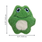 3.5 x 3.75 inches size of KONG Snuzzles Mini Frog Plush Dog Toy