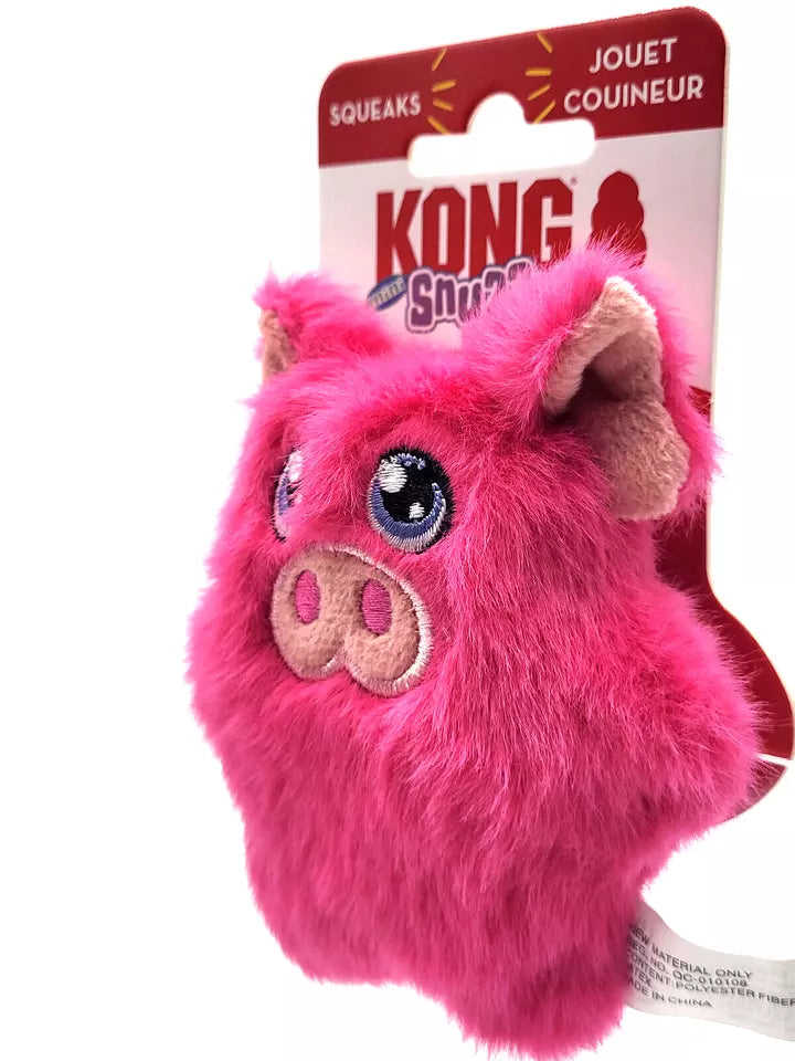 Left Side View of KONG Snuzzles Mini Pig Plush Dog Toy