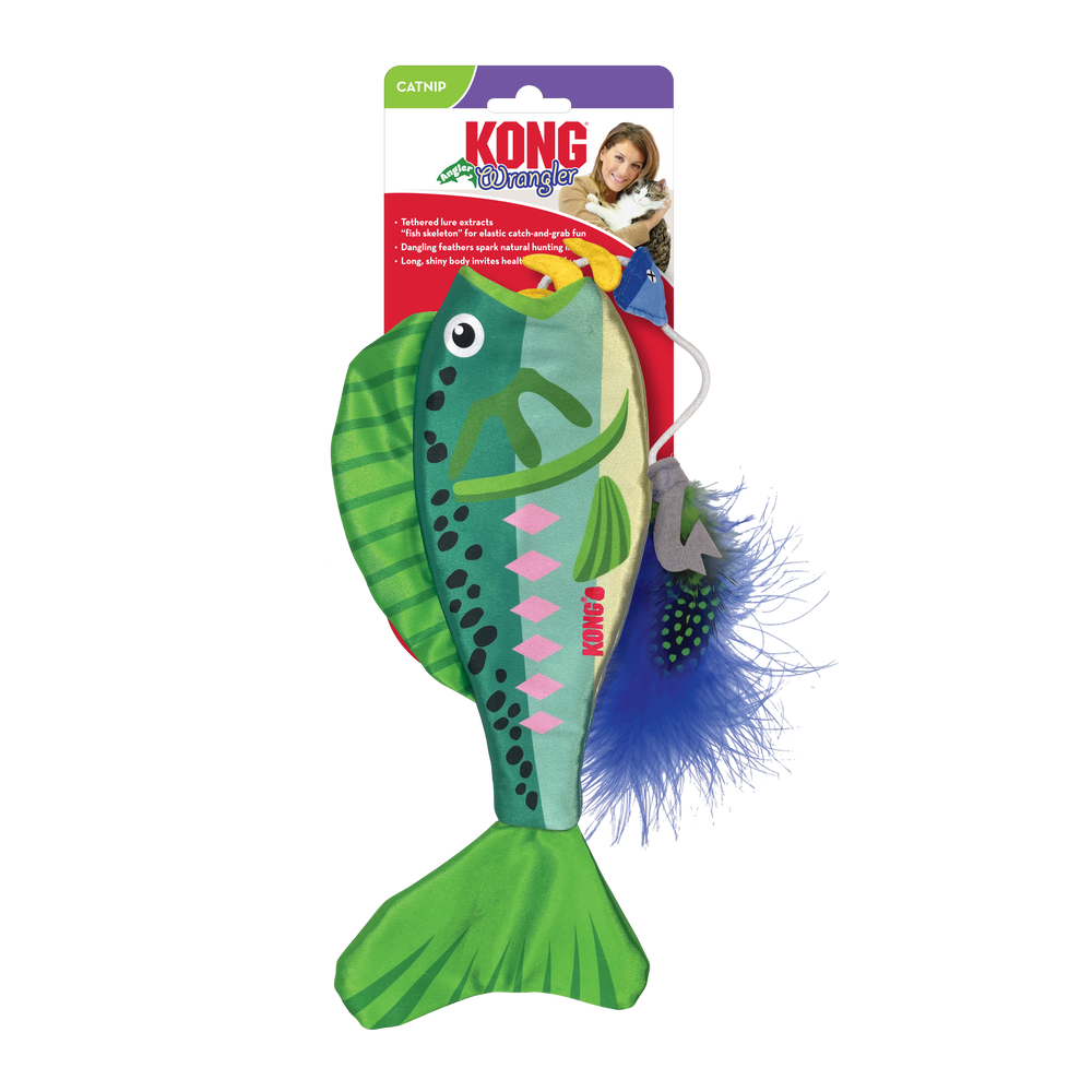 Front Packaging of KONG Wrangler Angler Fish Cat Toy Green