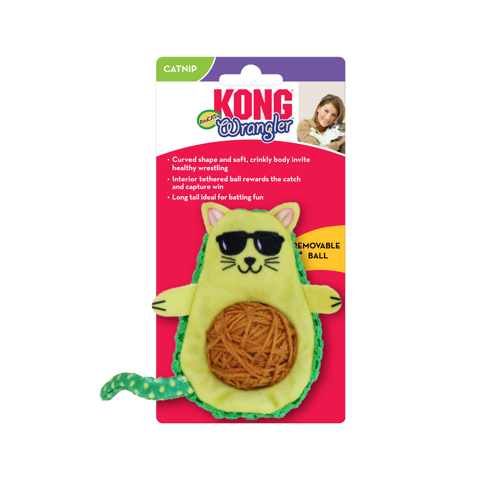 Front packaging of KONG Wrangler Avocato Cat Toy 